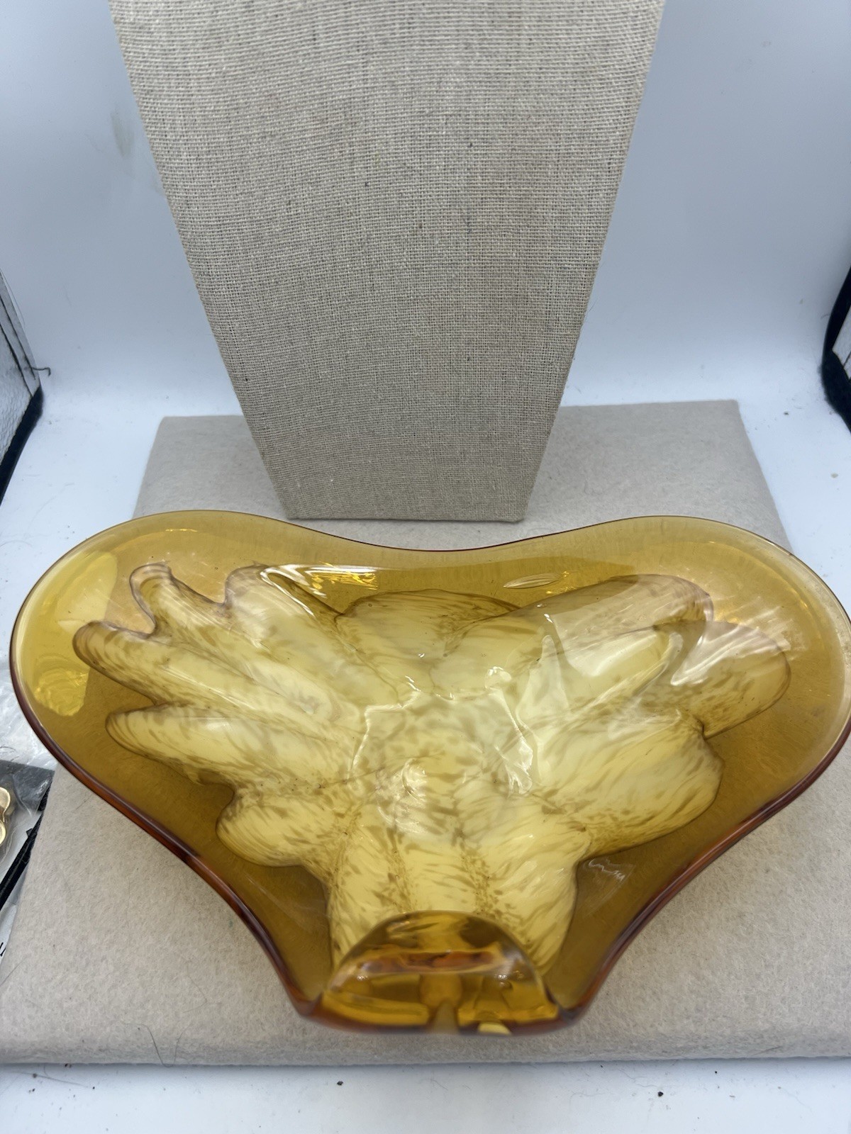 Vintage Murano Style Amber Glass Mid Century Modern Candy Dish Ash Tray Etc MCM