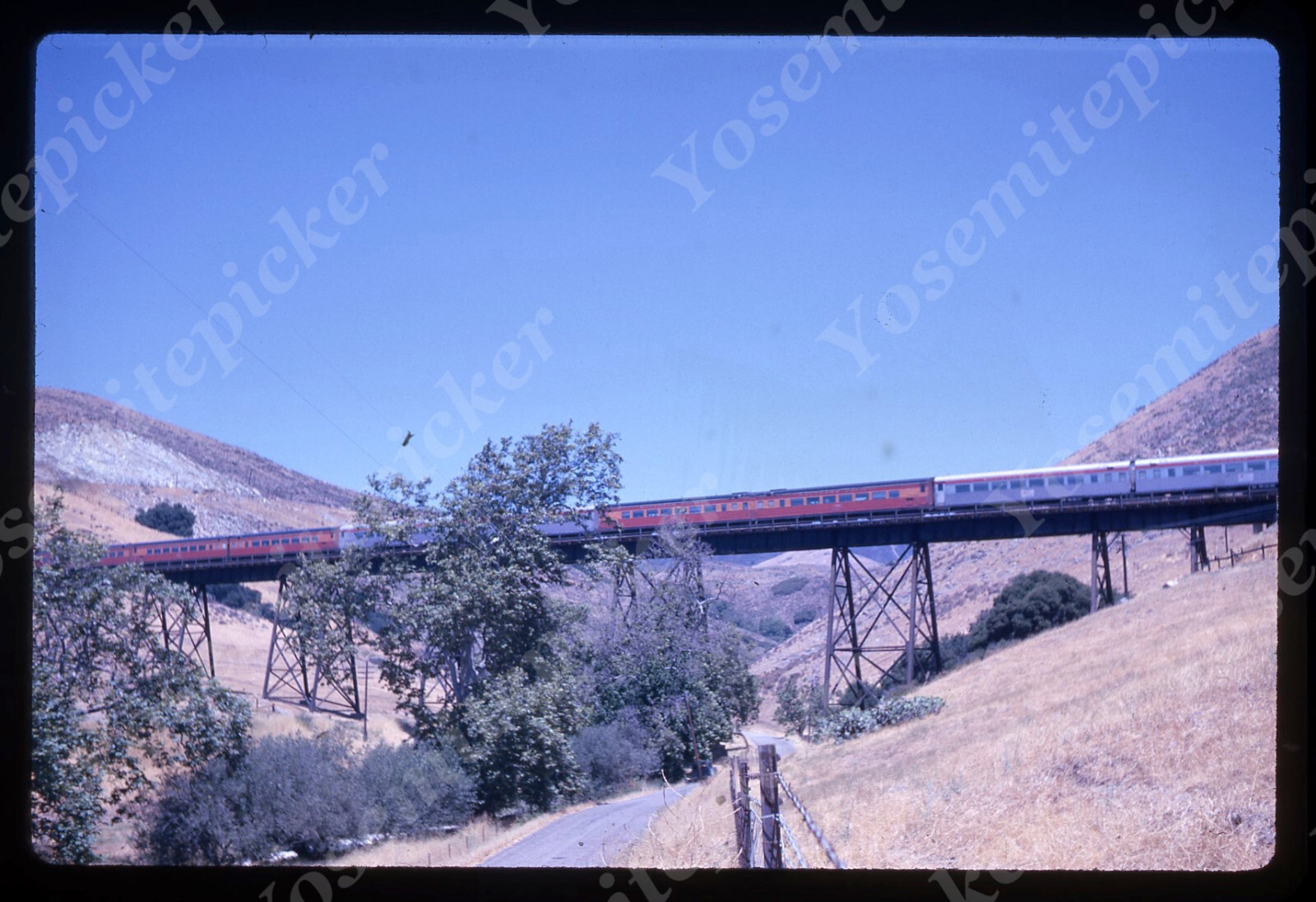 sl72  Original slide  1962 Southern Pacific Railroad Train RR wood bridge 162a