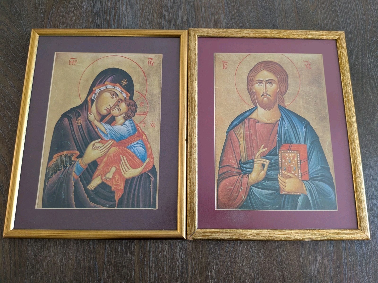 Vintage Russian Orthodox Church Icon Virgin Mary And Jesus Christ Pantocrator Vintage Russian Orthodox Church Icon Virgin Mary And Jesus Christ Pantocrator