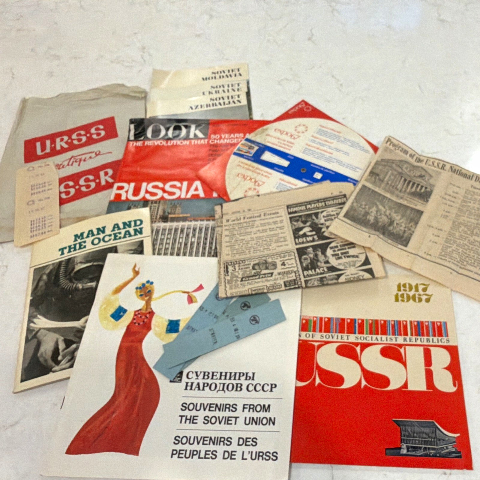 Vintage USSR U.R.S.S. Expo 67 Printed Paper Ephemera Lot, Russia Origin