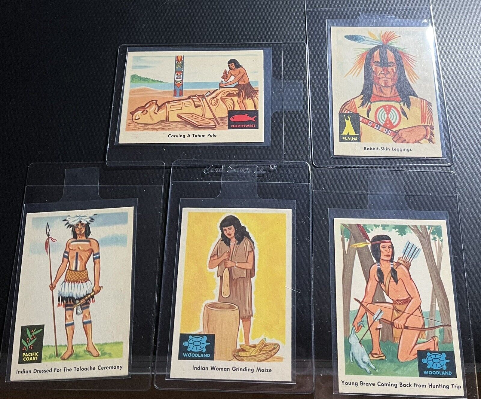 1959 Fleer Indian 5-Card Very Hi-Grade Lot No Creases - All Pictured