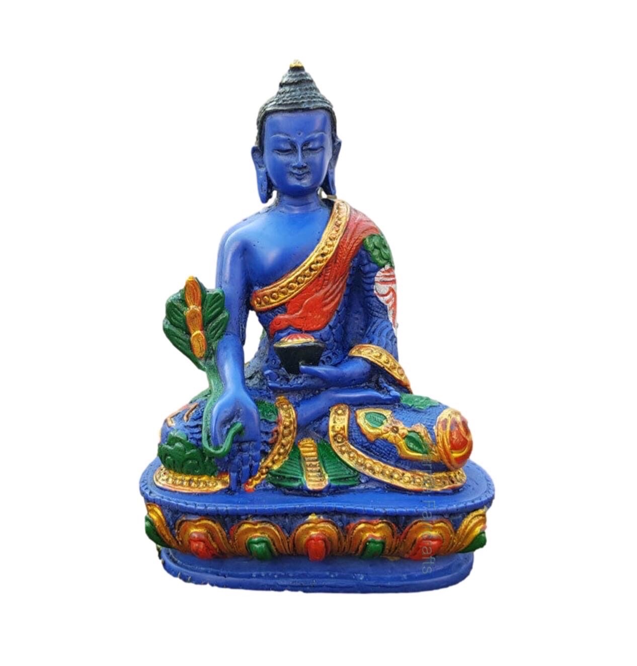 Handpainted Medicine Buddha Lapis Blue Color Dragon Carving Healing Resin Statue Handpainted Medicine Buddha Lapis Blue Color Dragon Carving Healing Resin Statue