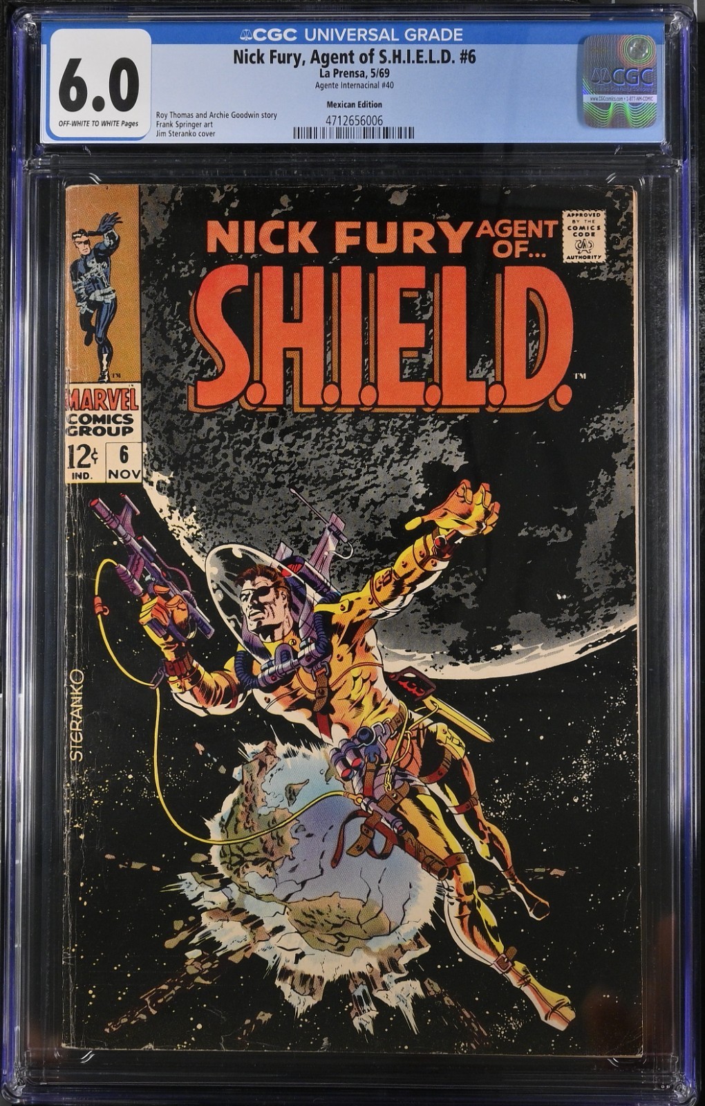 Mexico Nick Fury, Agent of S.H.I.E.L.D. 6 CGC 6.0 La Prensa Mexican Edition Mexico Nick Fury, Agent of S.H.I.E.L.D. 6 CGC 6.0 La Prensa Mexican Edition