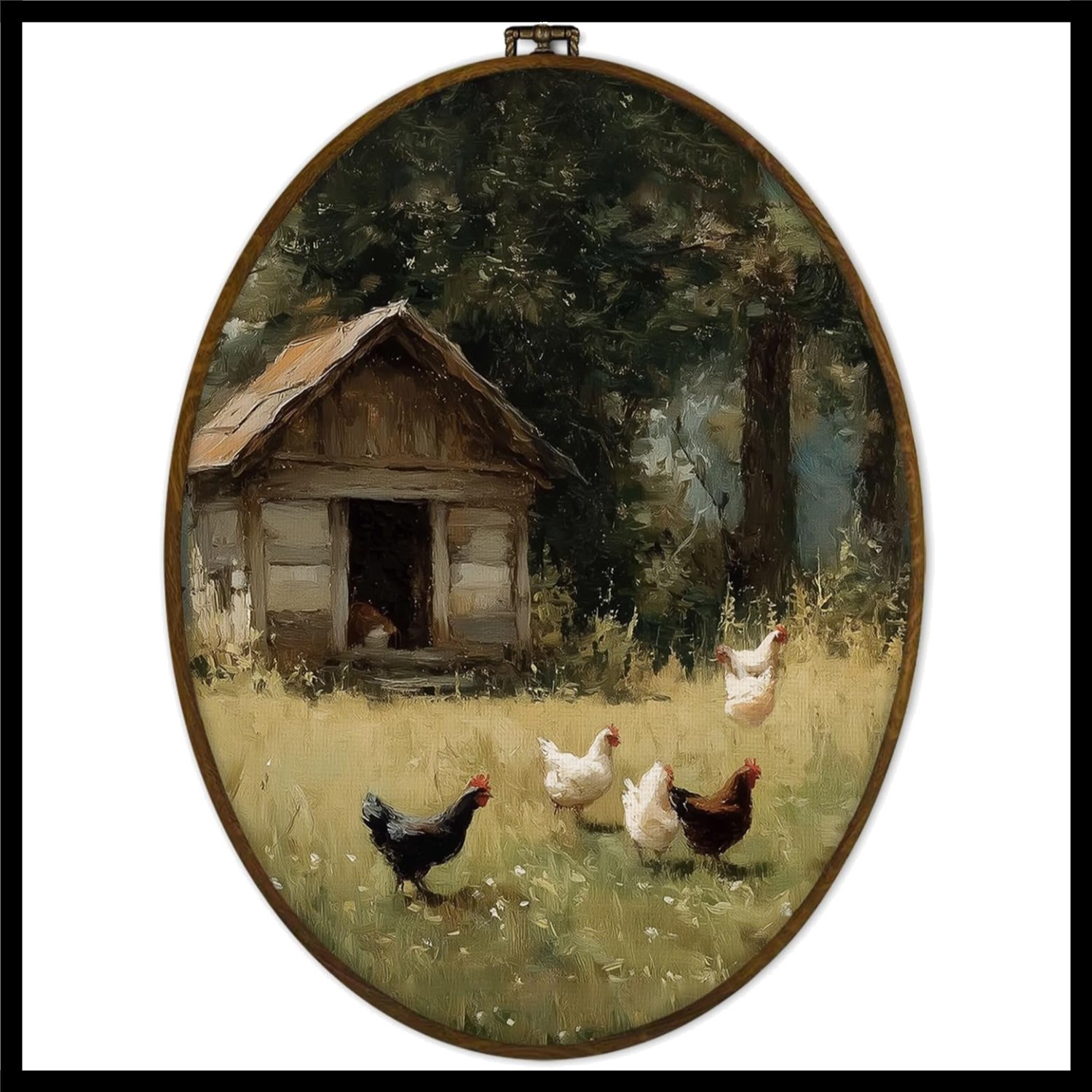 Unique Vintage Chicken Rooster Canvas Art - Easy Hang Framed Decor 8.7x11.3in Unique Vintage Chicken Rooster Canvas Art - Easy Hang Framed Decor 8.7x11.3in
