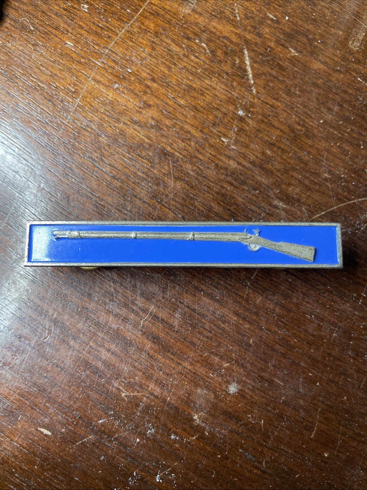 Blue Rifle Bar Pin Clutch Back Army Militaria Insignia WW11 Sterling Blue Rifle Bar Pin Clutch Back Army Militaria Insignia WW11 Sterling