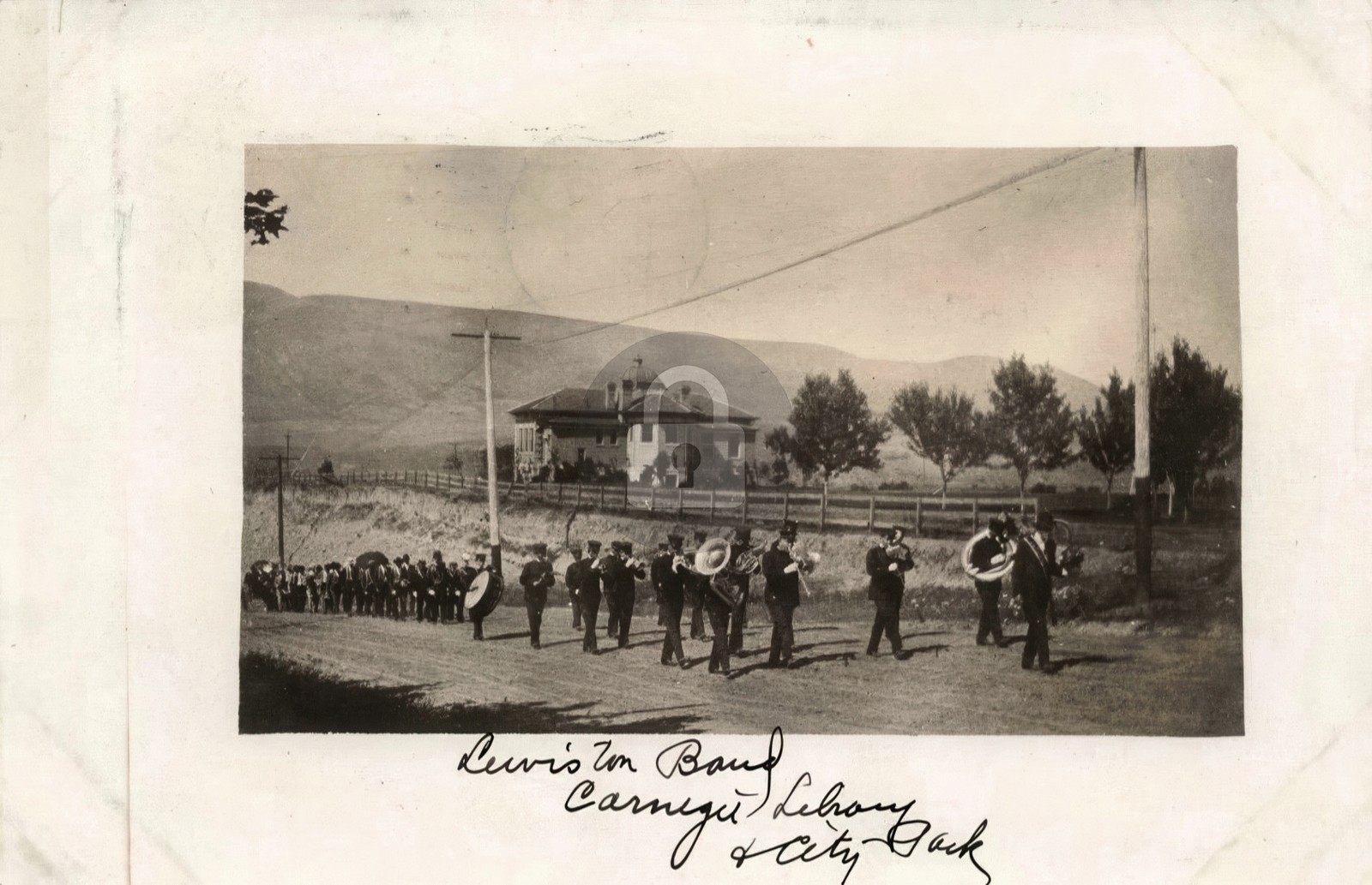 Lewiston ID 1909 Lewiston Band & Carnegie Library Idaho RPPC Photo Postcard COPY Lewiston ID 1909 Lewiston Band & Carnegie Library Idaho RPPC Photo Postcard COPY
