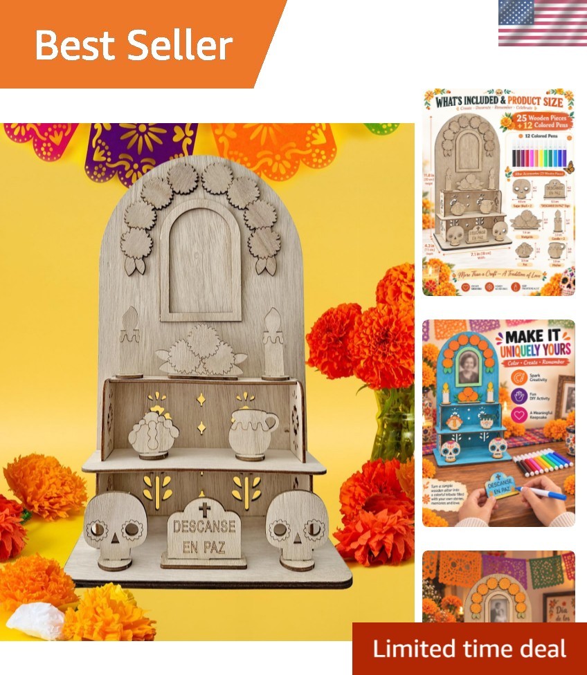 Dia De Los Muertos Altar Kit, Wooden Day of the Dead Ofrenda