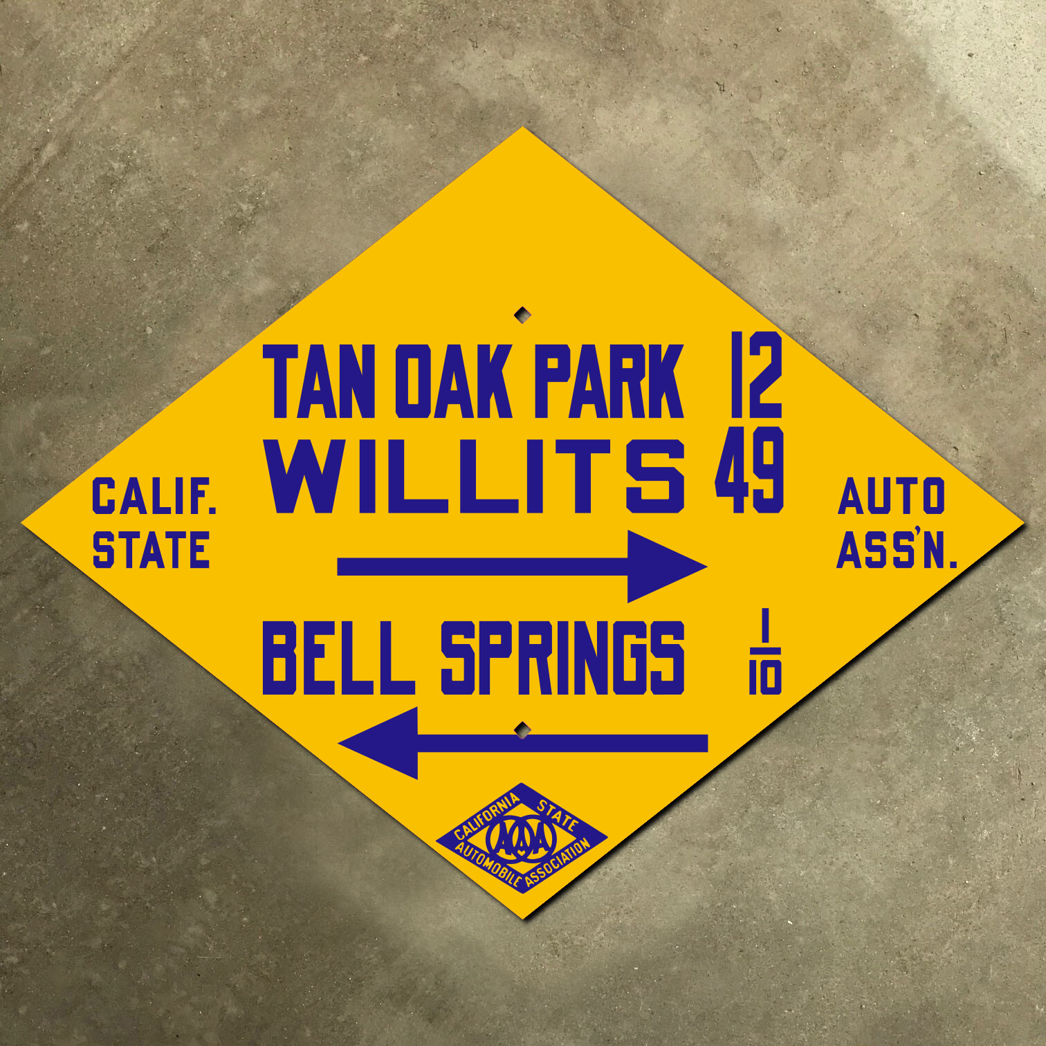 Bell Springs California CSAA Willits highway road sign auto club AAA route 101