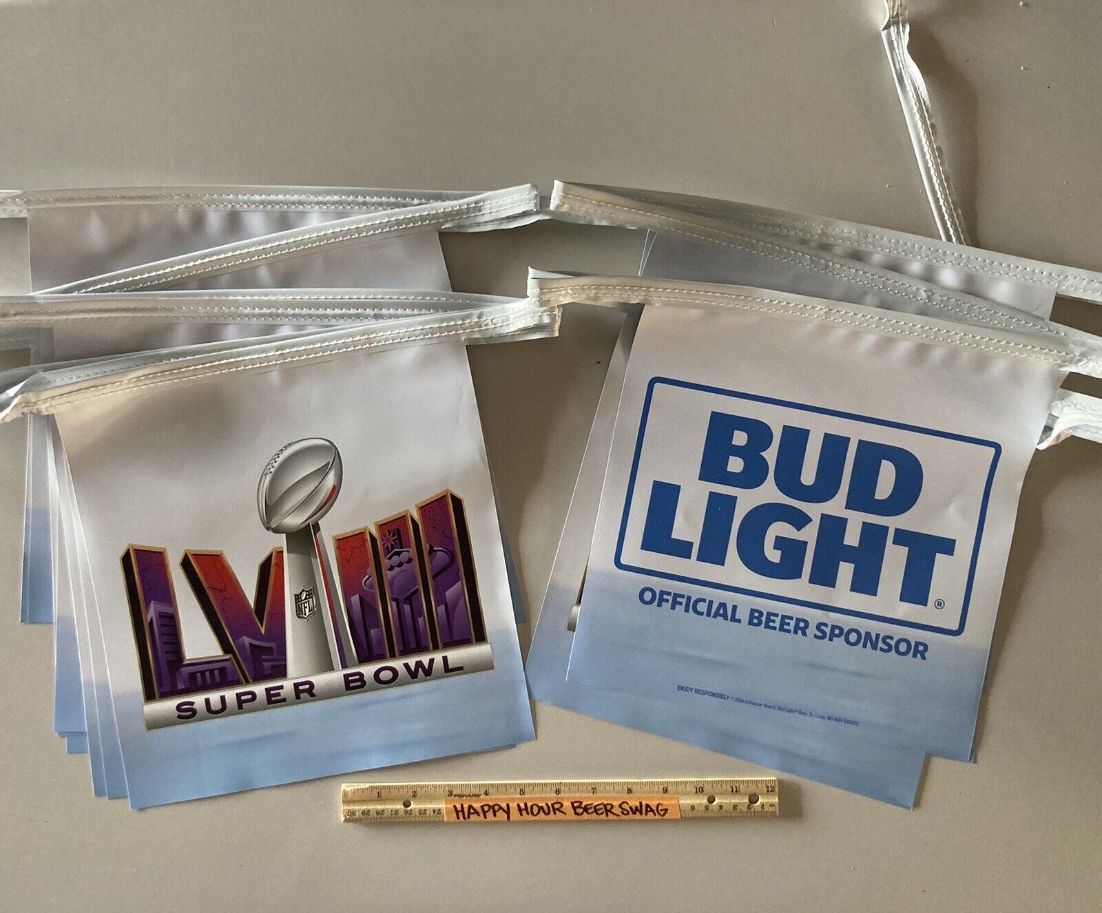 22’ Bud Light Super Bowl LVIII Football Party Beer Sign String Banner