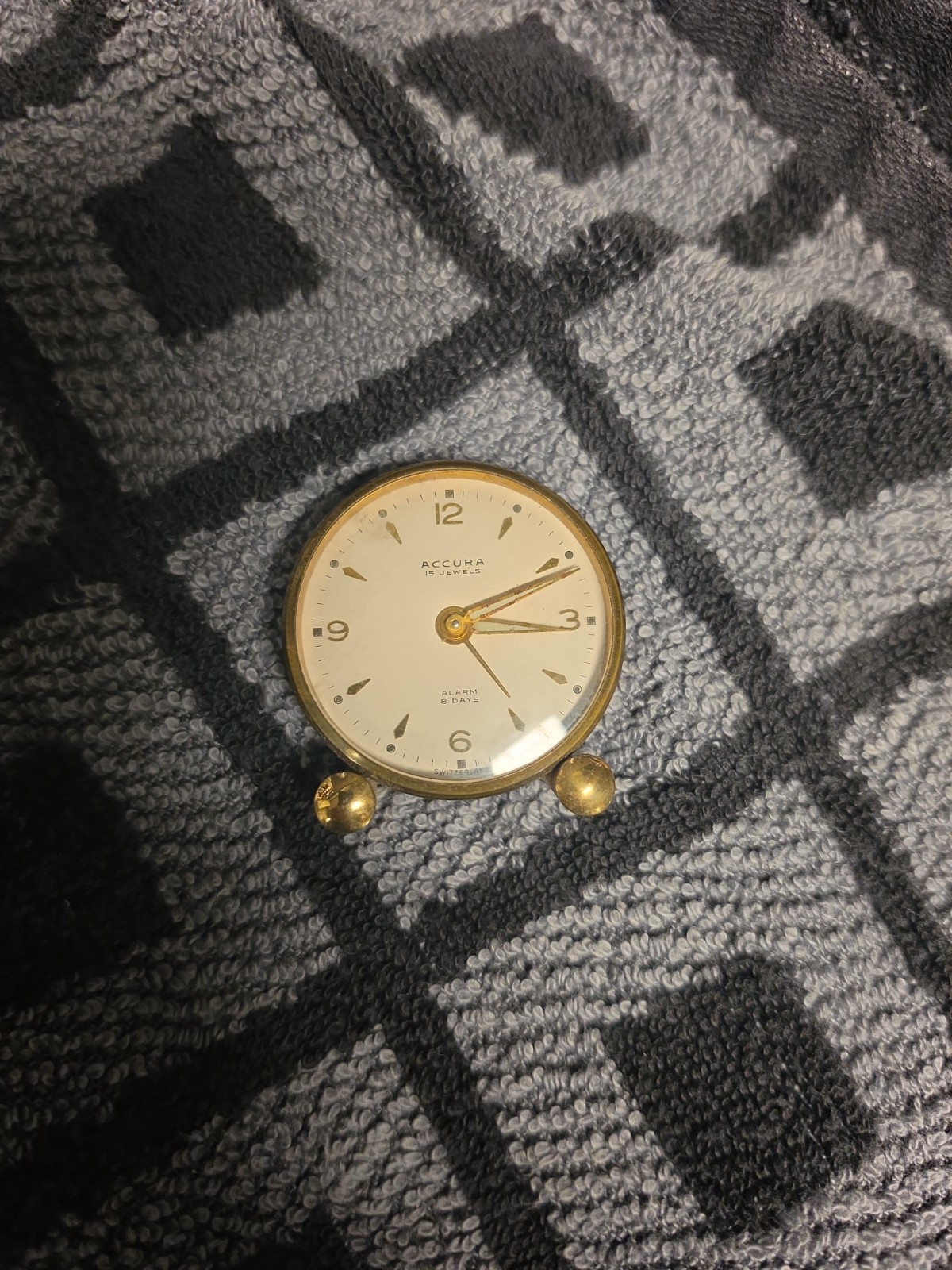 VINTAGE SWISS GUBELIN 8 DAYS 15 JEWELS DESK/TRAVEL ALARM CLOCK VINTAGE SWISS GUBELIN 8 DAYS 15 JEWELS DESK/TRAVEL ALARM CLOCK