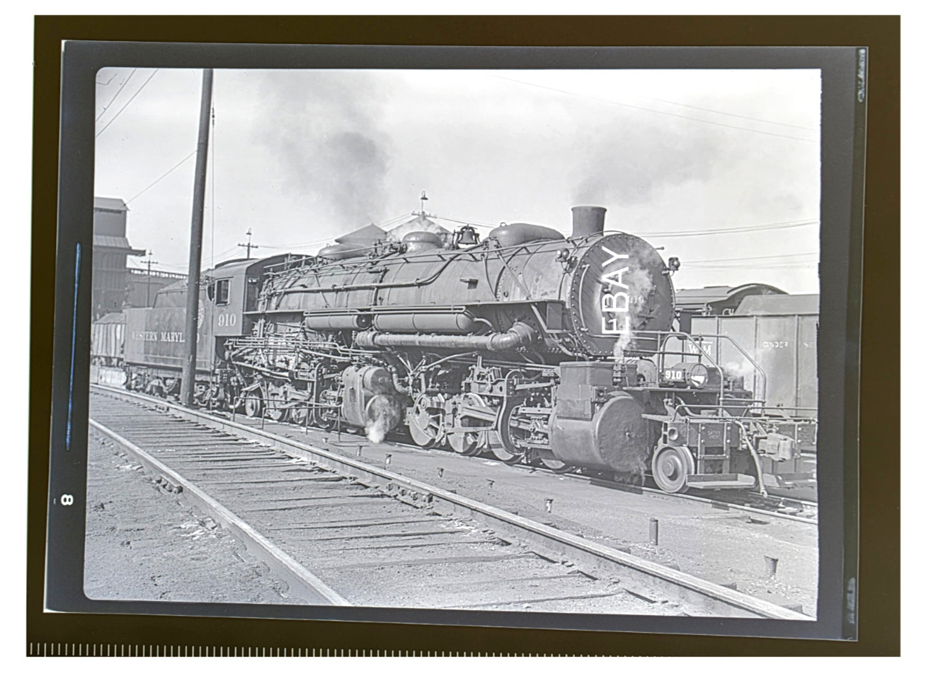 5/11/47 Western Maryland RR NO. 910 Locomotive L-1 Hagerstown, MD Photo Negative 5/11/47 Western Maryland RR NO. 910 Locomotive L-1 Hagerstown, MD Photo Negative