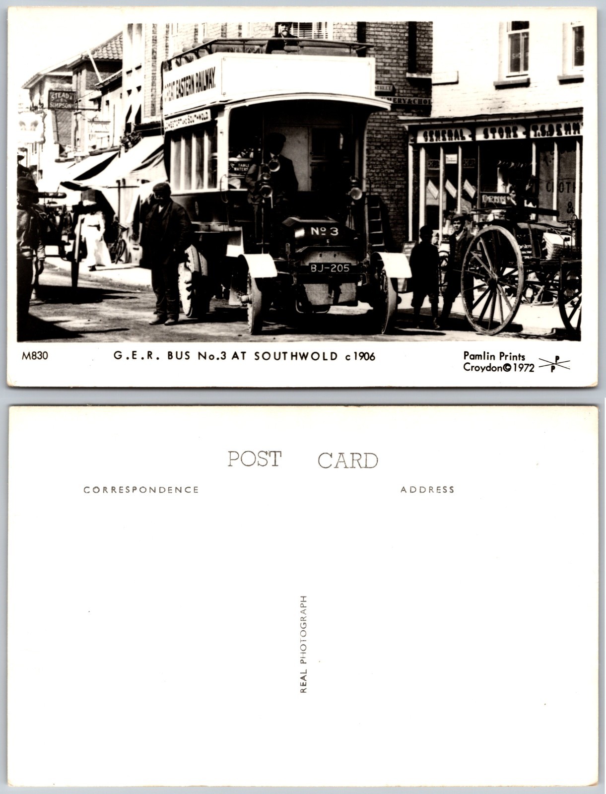 RPPC GER Bus No3 Southwold Photo Postcard