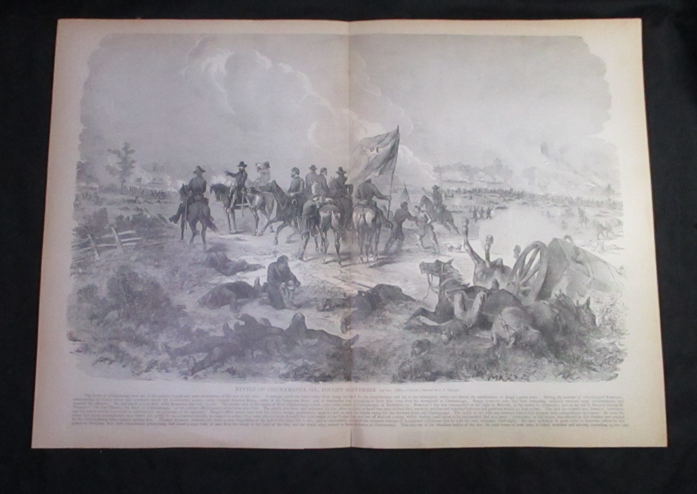 1885 Civil War Print - Battle of Chickamauga, Georgia, Additional Paragraph Info 1885 Civil War Print - Battle of Chickamauga, Georgia, Additional Paragraph Info