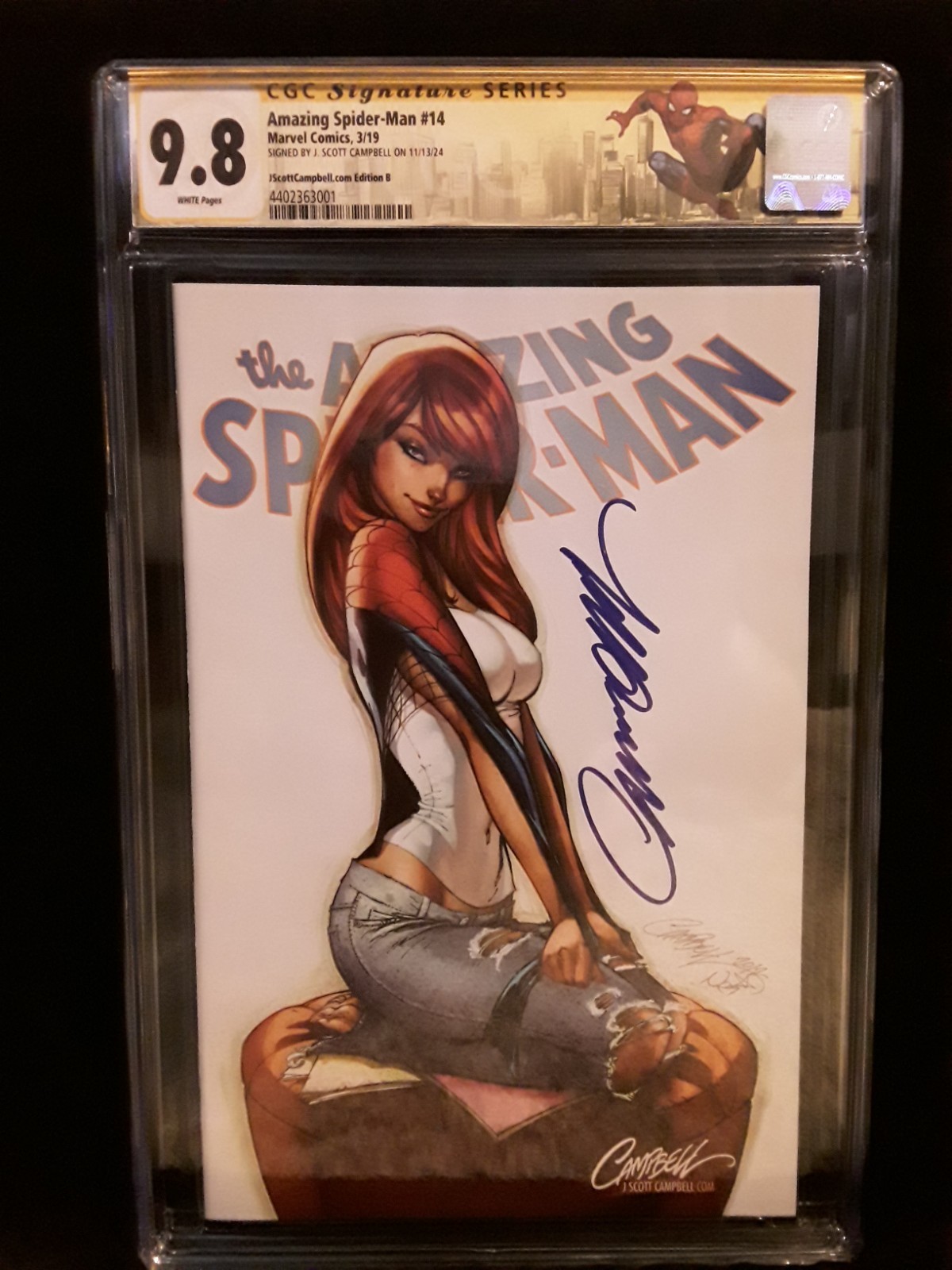 Amazing Spider-Man #14 J Scott Campbell B Variant CGC 9.8 SS SIGNED Mary Jane MJ