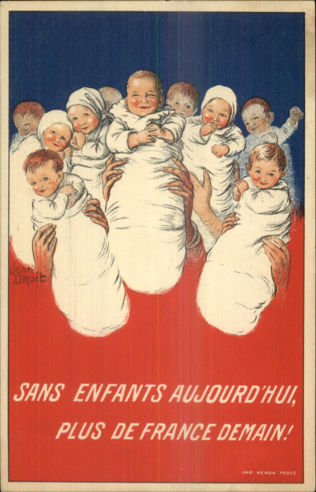 France Babies Population Birth Social HIstory Poster Art Postcard c1915 LS19 France Babies Population Birth Social HIstory Poster Art Postcard c1915 LS19