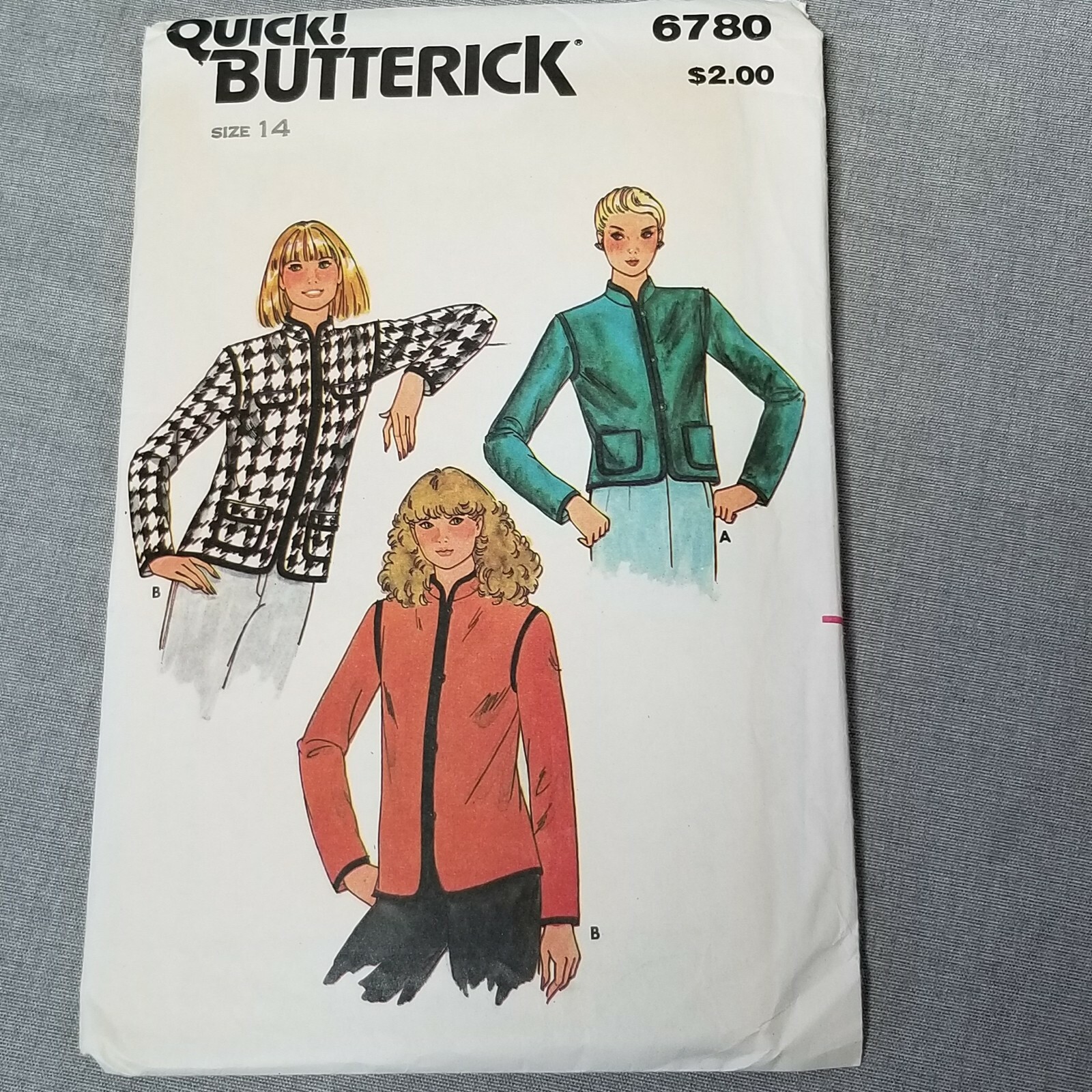 Easy Butterick 6780 Loose Fitting Jacket Band Womens Size 14 Bust 36 UNCUT FF Easy Butterick 6780 Loose Fitting Jacket Band Womens Size 14 Bust 36 UNCUT FF