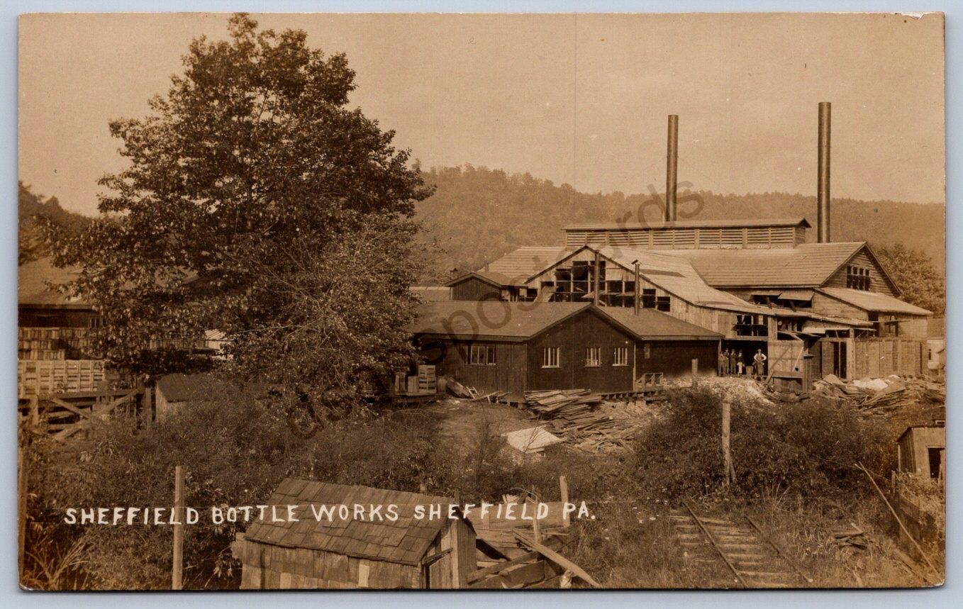 K45/ Sheffield Pennsylvania RPPC Postcard c1910 Bottle Works Factory 23 K45/ Sheffield Pennsylvania RPPC Postcard c1910 Bottle Works Factory 23