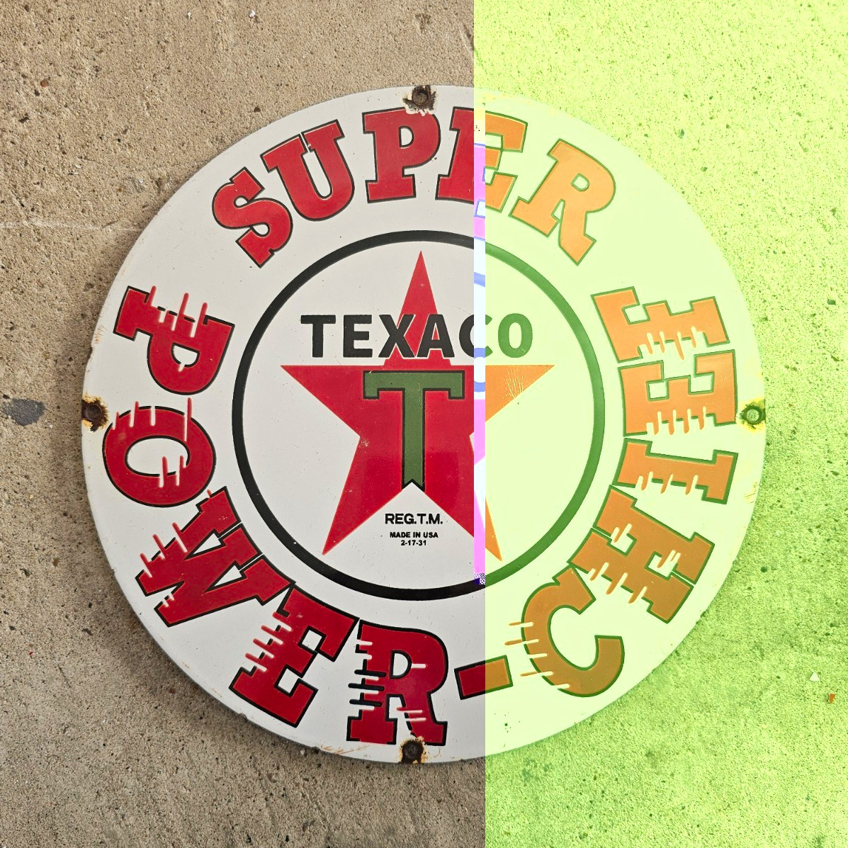 VINTAGE TEXACO SUPER POWER CHIEF GASOLINE PORCELAIN STATION PUMP SIGN NICE 12 VINTAGE TEXACO SUPER POWER CHIEF GASOLINE PORCELAIN STATION PUMP SIGN NICE 12