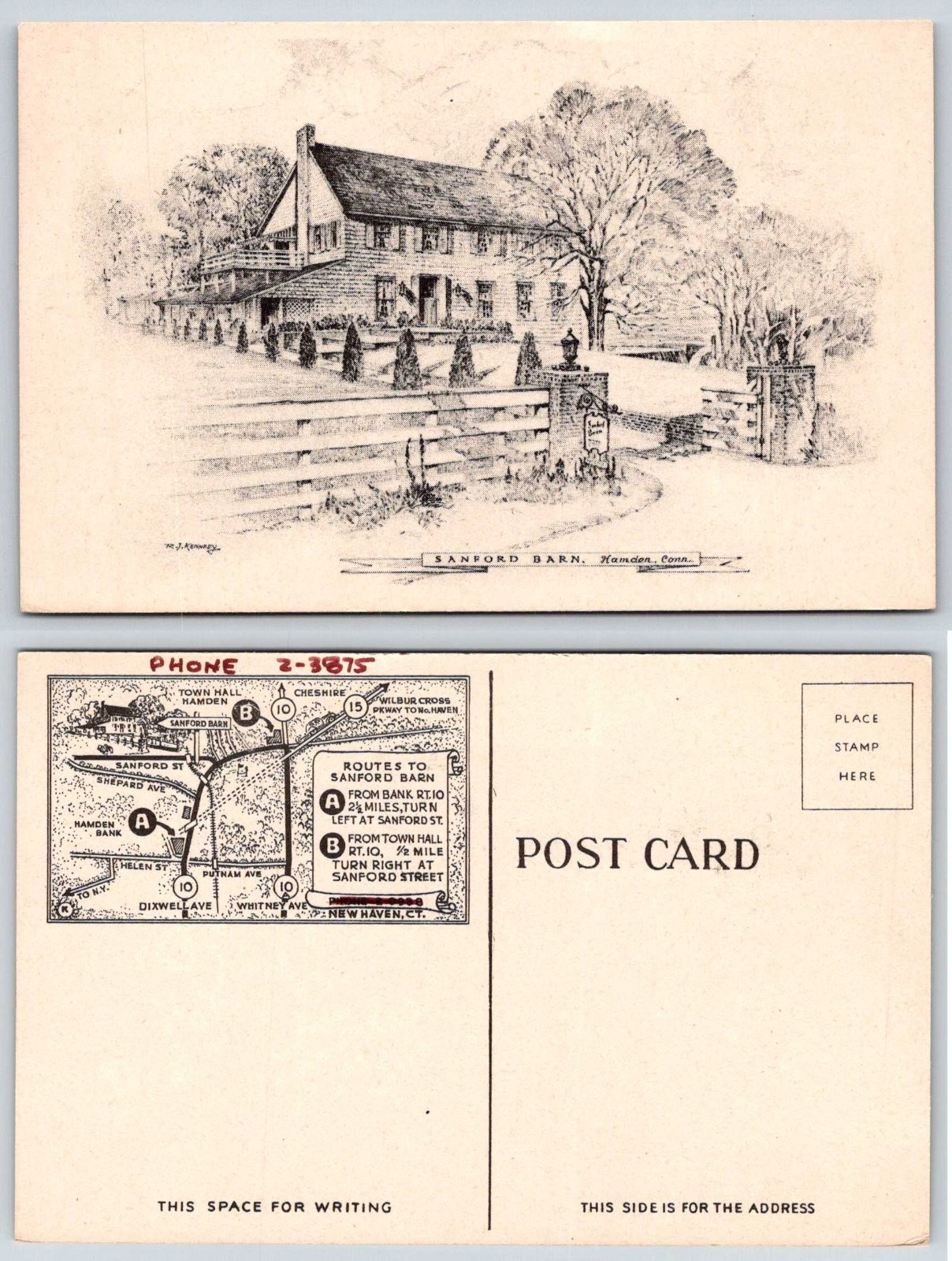 Sanford Barn Hamden Connecticut House View T R Kennedy Postcard BD247 Sanford Barn Hamden Connecticut House View T R Kennedy Postcard BD247