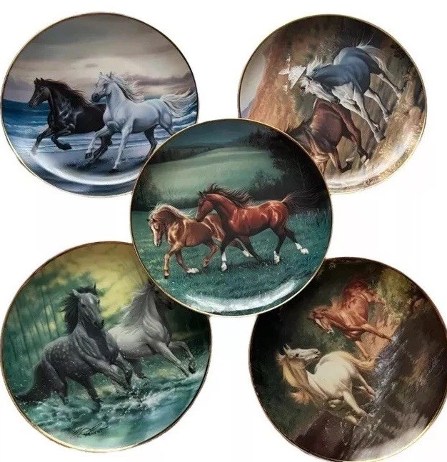 5 Rare Fine Porcelain Kirk Reinert The British Horse Society Franklin Mint Plate 5 Rare Fine Porcelain Kirk Reinert The British Horse Society Franklin Mint Plate