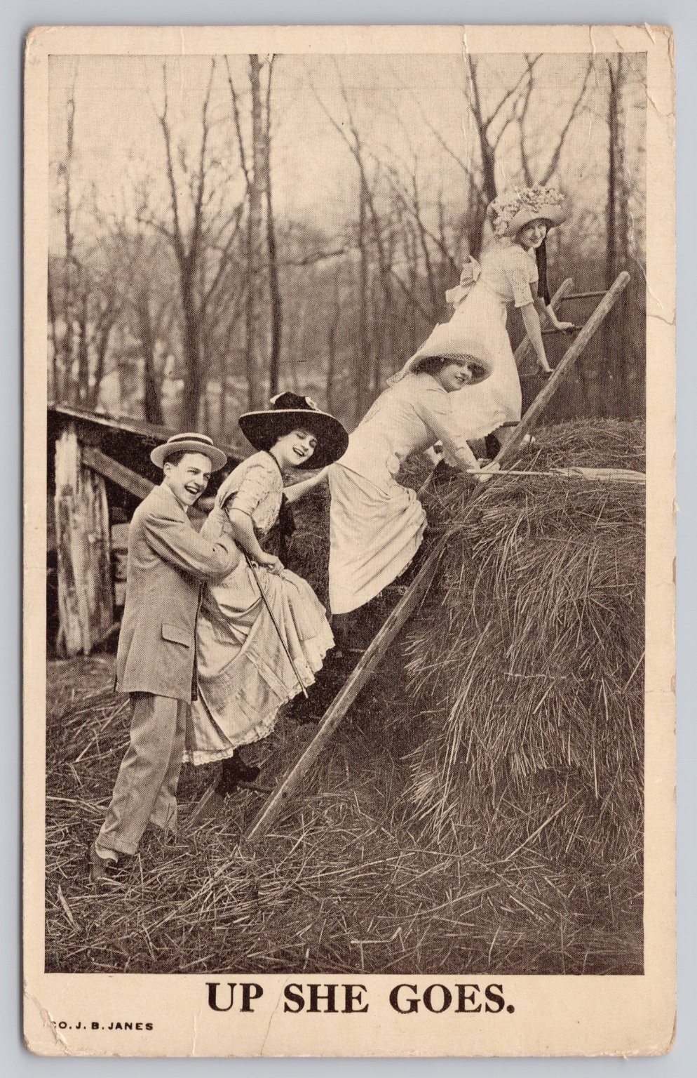 Vintage 1912 Real Photo Postcard Up She Goes by J.B. Janes Vintage 1912 Real Photo Postcard Up She Goes by J.B. Janes
