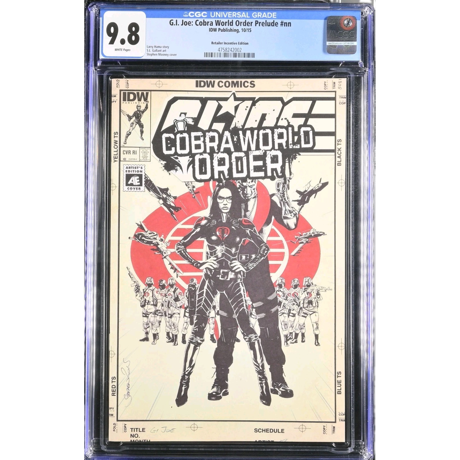 GI Joe Cobra World Order Prelude #1 CGC 9.8 RI 1:10 Variant Baroness IDW 2015
