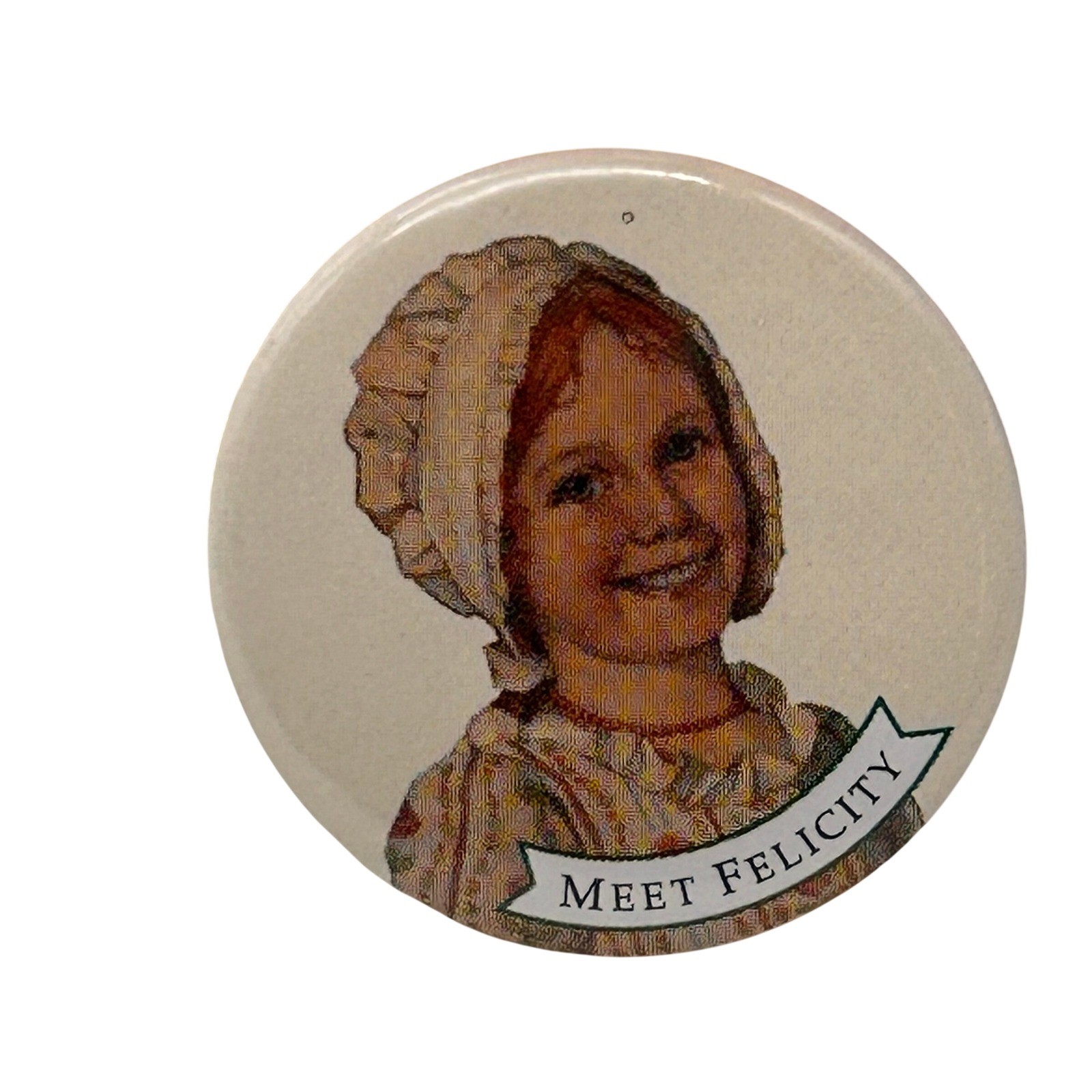 Vintage 1995 American Girl Meet Felicity Pinback Button Pleasant Company 1.25in Vintage 1995 American Girl Meet Felicity Pinback Button Pleasant Company 1.25in