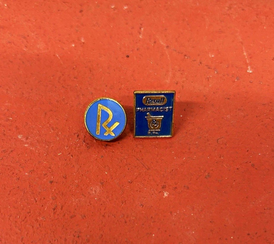 Lot of 2 Vintage RX Pharmacist Pins Vintage Pharmacist RX Pins