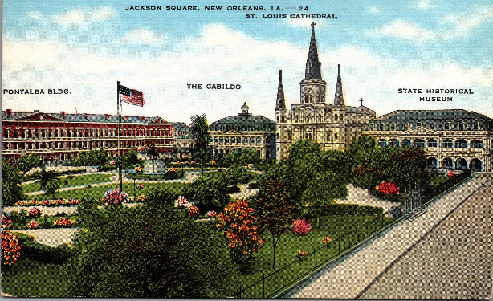 Vintage New Orleans LA Jackson Square St. Louis Cathedral Postcard Unused