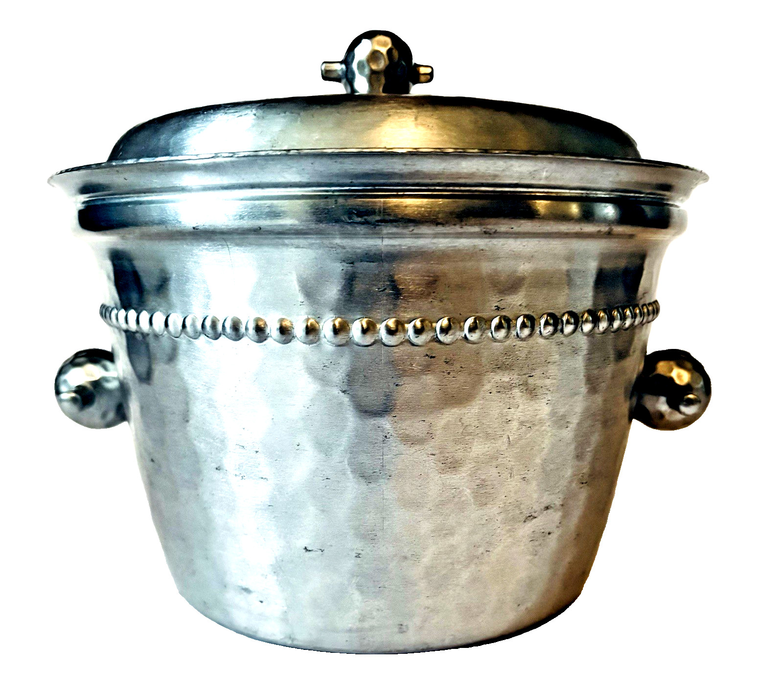 Vintage Mid Century Everlast Hammered Aluminum Insulated Covered Ice Bucket 5060