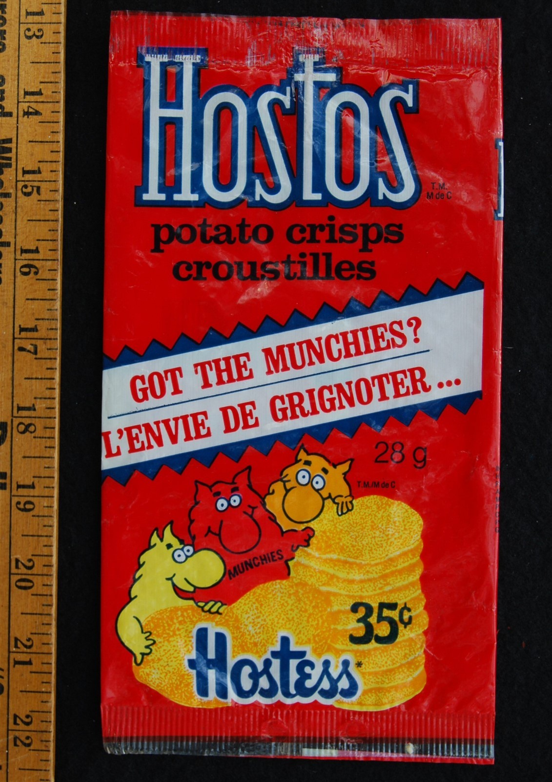 [ 1970s - 1980s Hostess HOSTOS Potato Chips Bag - Vintage Canada - Munchies ]