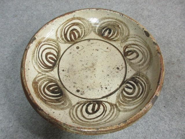 Antique Seto Uma no me Horse eye Plate Edo Era Japanese Pottery 12.6in