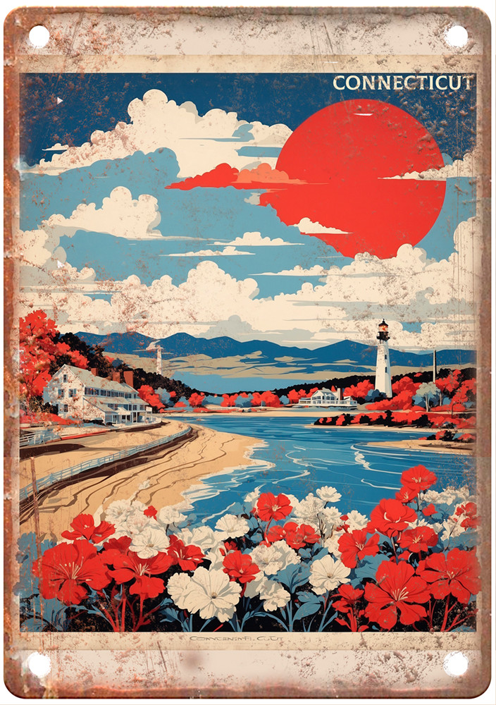 Vintage Connecticut United States Retro Look Travel Poster Metal Sign T3632