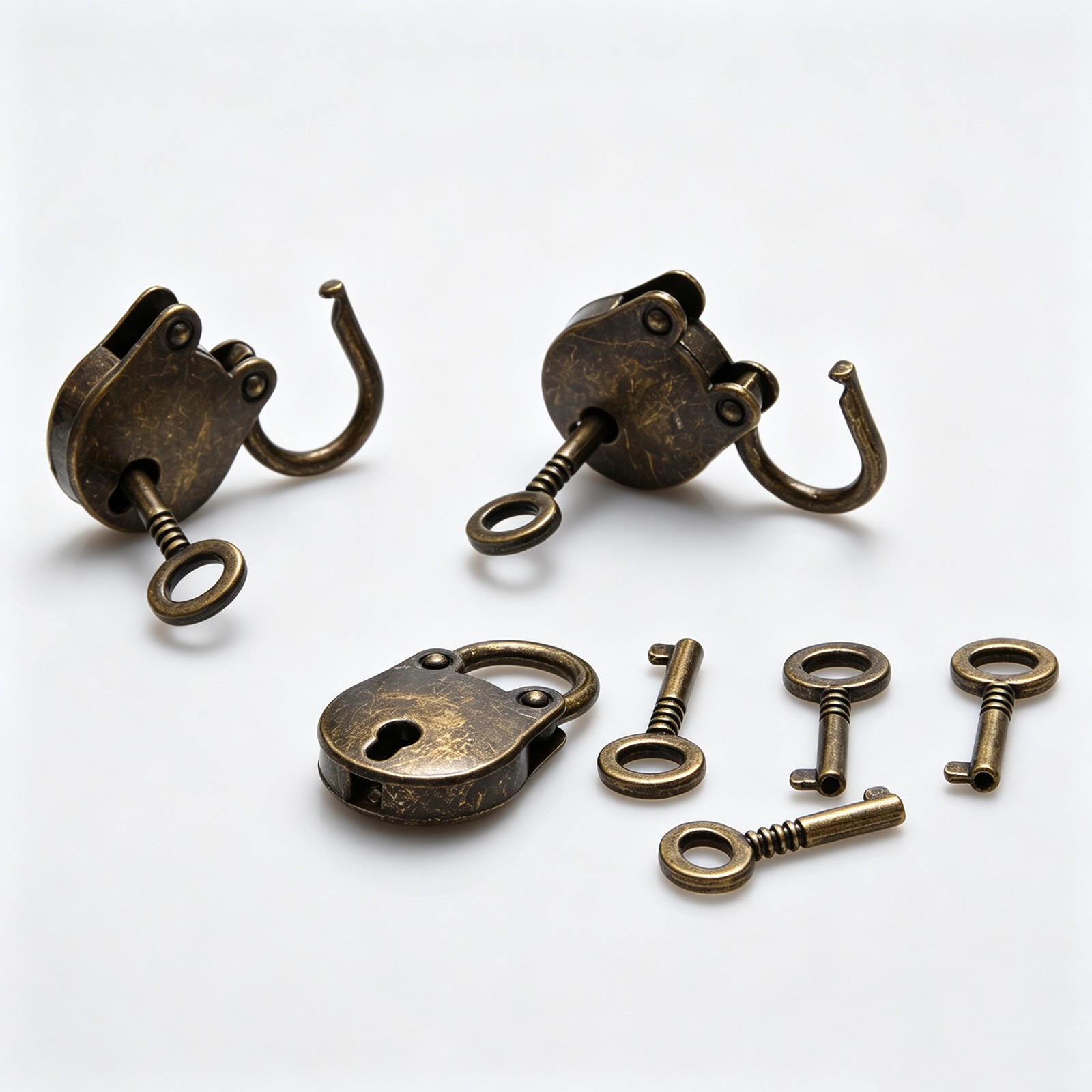 3 * Old Vintage Antique Style Mini Padlocks Key Lock Bronze Retro Jewelry Lock B 3 * Old Vintage Antique Style Mini Padlocks Key Lock Bronze Retro Jewelry Lock B