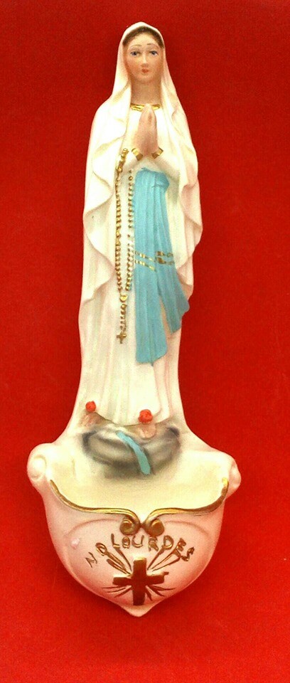 Our Lady of Lourdes Ceramic Holy Water Font, Made in Italy Our Lady of Lourdes Ceramic Holy Water Font, Made in Italy