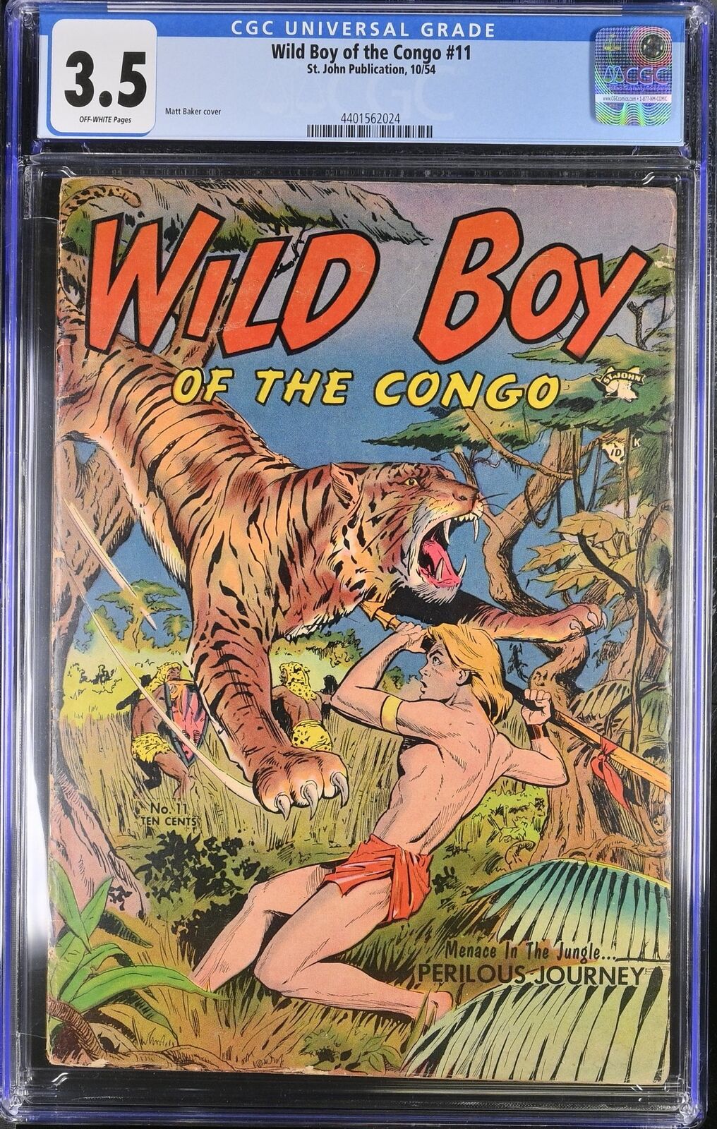 Wild Boy of the Congo #11 CGC VG- 3.5 Off White Matt Baker Cover St. John