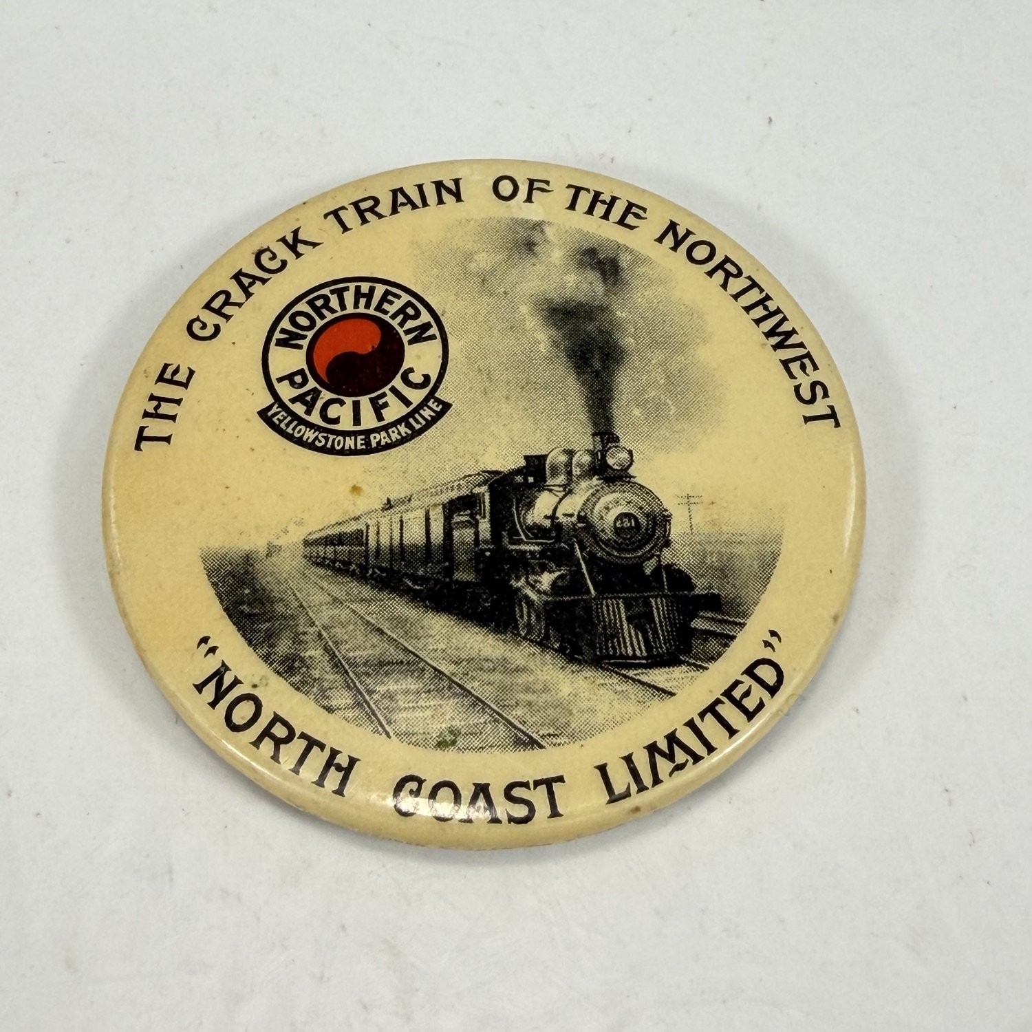 Antique Northern Pacific Railroad Crack Train Celluloid Pocket Mirror Vtg Rare Antique Northern Pacific Railroad Crack Train Celluloid Pocket Mirror Vtg Rare