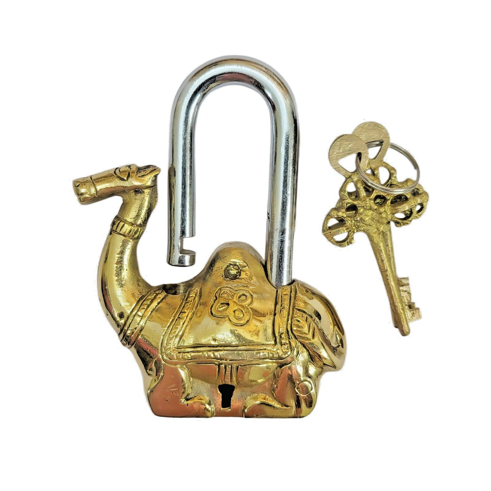 Antique Padlock Brass Hand Crafted Working Decorative Camel Shape Padlock
