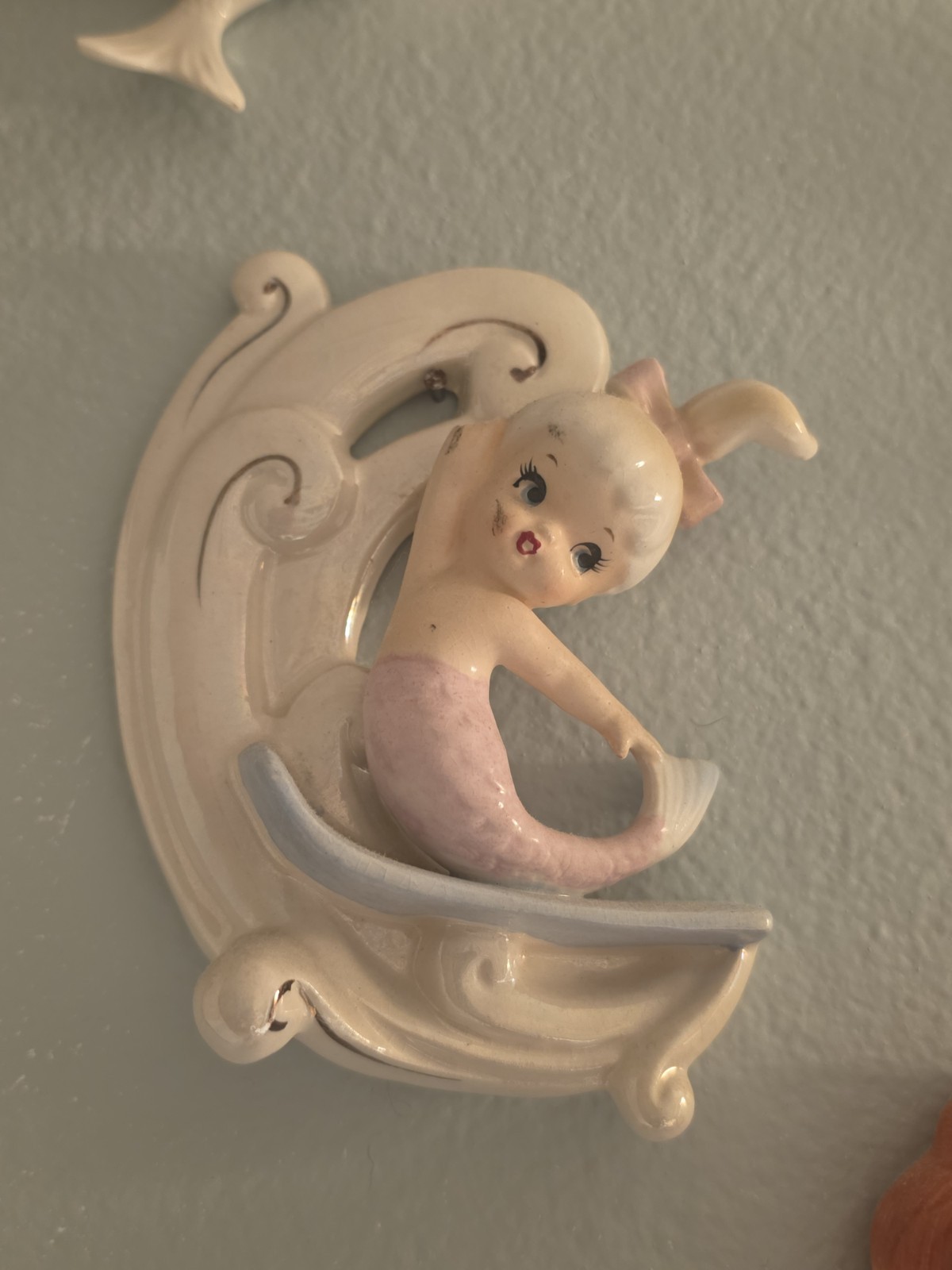 Vintage Norcrest mermaid On Surfboard On Wave Vintage Norcrest mermaid On Surfboard On Wave