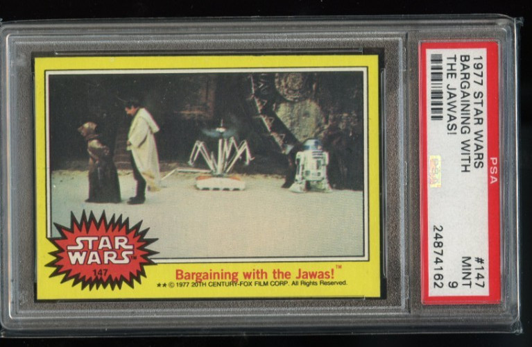 1977 Topps Star Wars # 147 Bargaining with the Jawas PSA 9 MINT Vintage Yellow 1977 Topps Star Wars # 147 Bargaining with the Jawas PSA 9 MINT Vintage Yellow