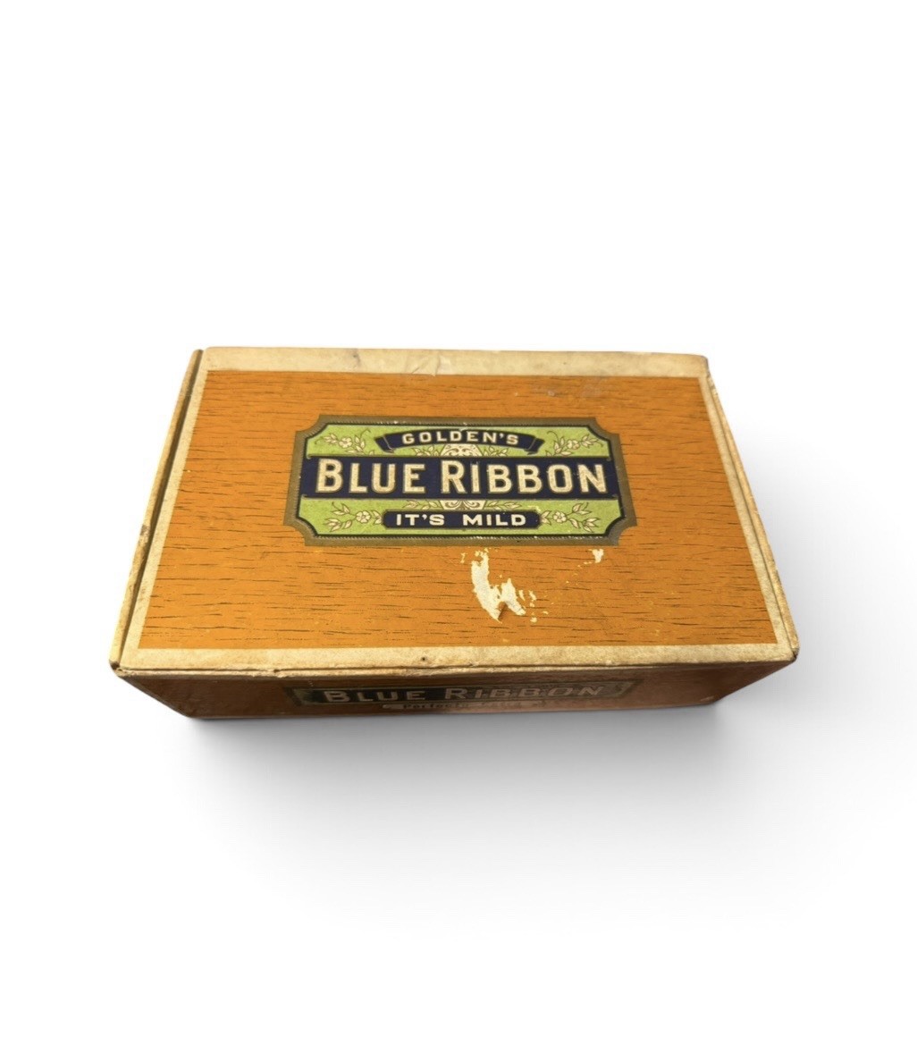 Vintage ~ Golden’s Blue Ribbon “It’s Mild” Cigar Box ~ By A. J. Golden Factory Vintage ~ Golden’s Blue Ribbon “It’s Mild” Cigar Box ~ By A. J. Golden Factory