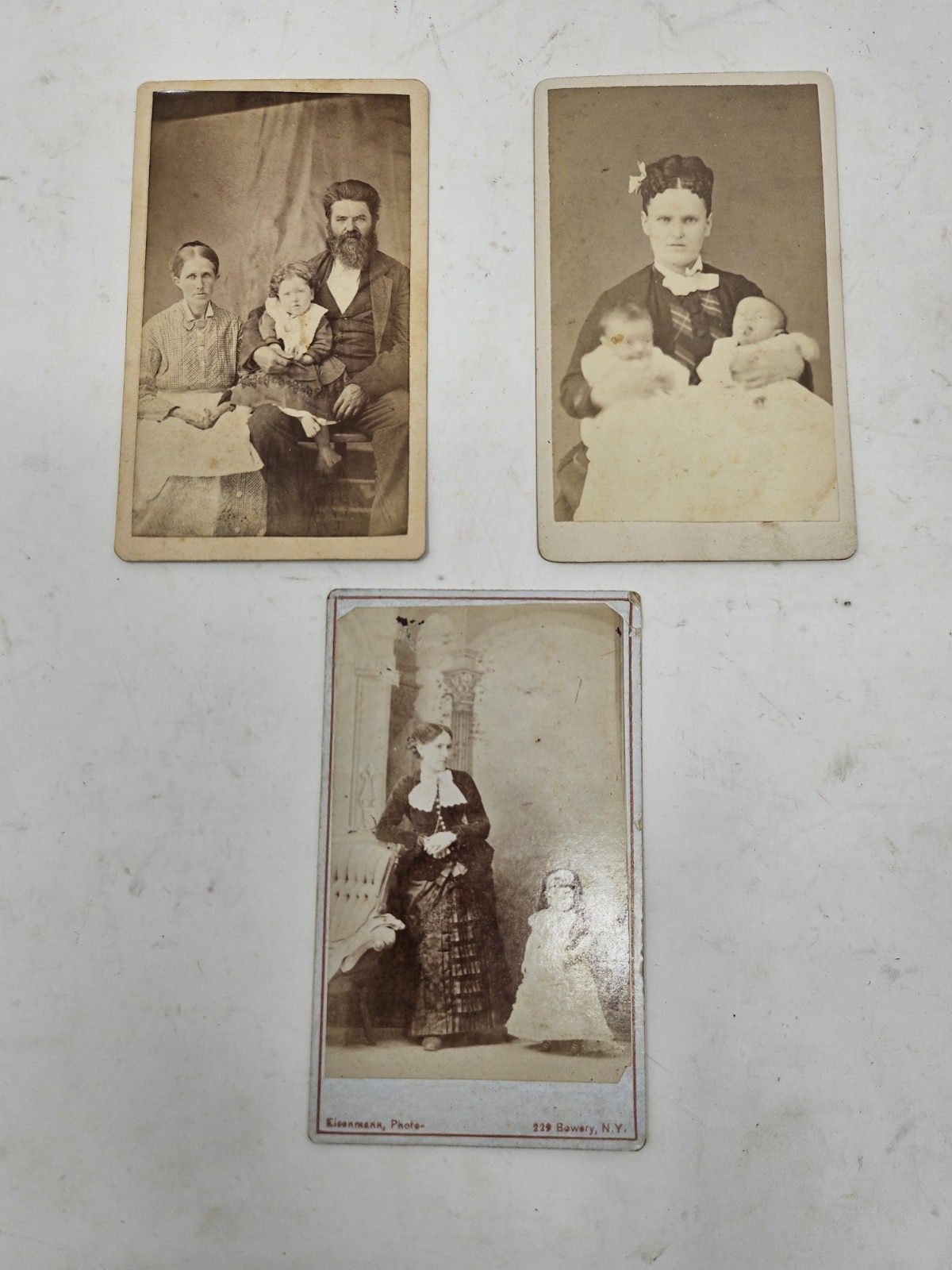 Antique 1800s CDV Photo Cards – 3 Sepia original  Family Portrait Photography