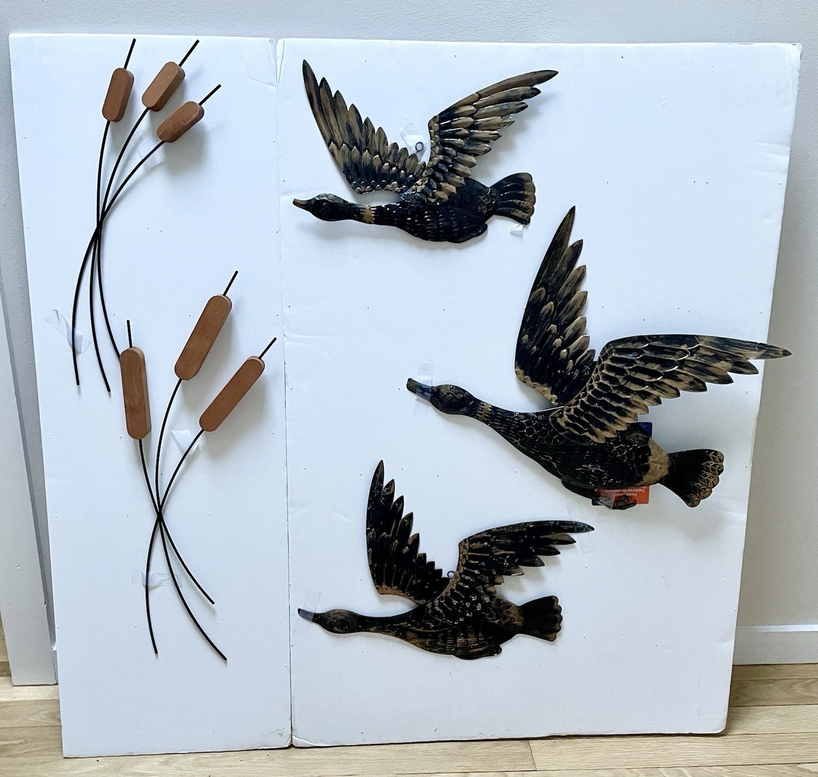 VTG Home Interiors Homco 1970's Flying Ducks & Cattails Wall Art 5 Pc Set MCM