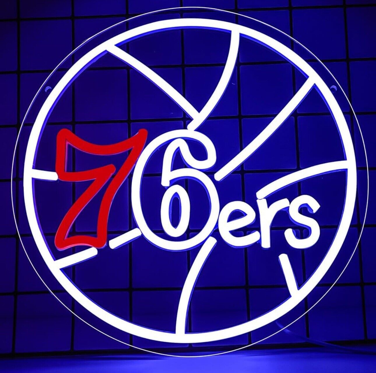 Philadelphia 76ers Neon Sign Basketball NBA Wall Art Decor Signs LED Lamp