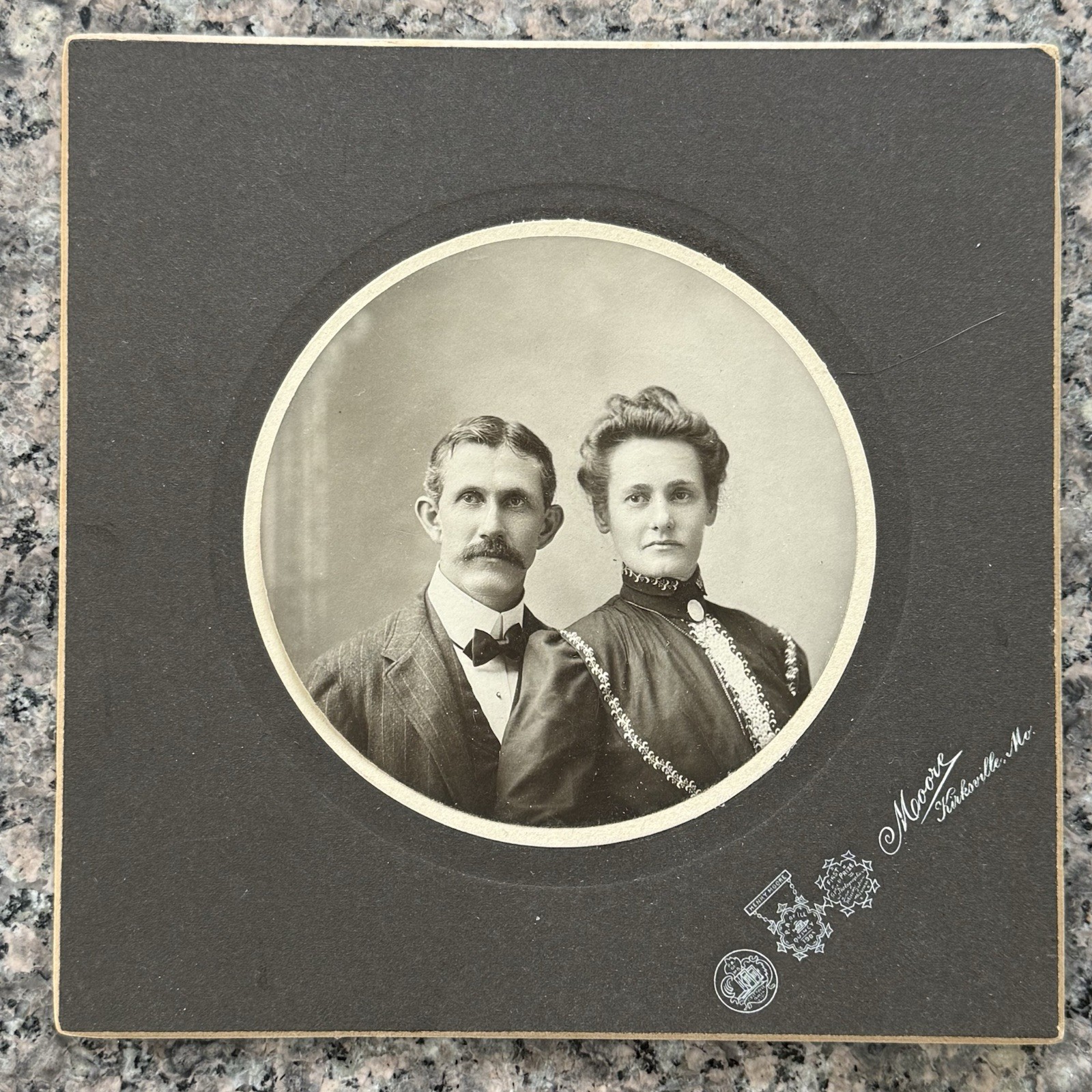 1900-1924 Waddell Couple Portrait Photo Kirksville Missouri Genealogy 6x6