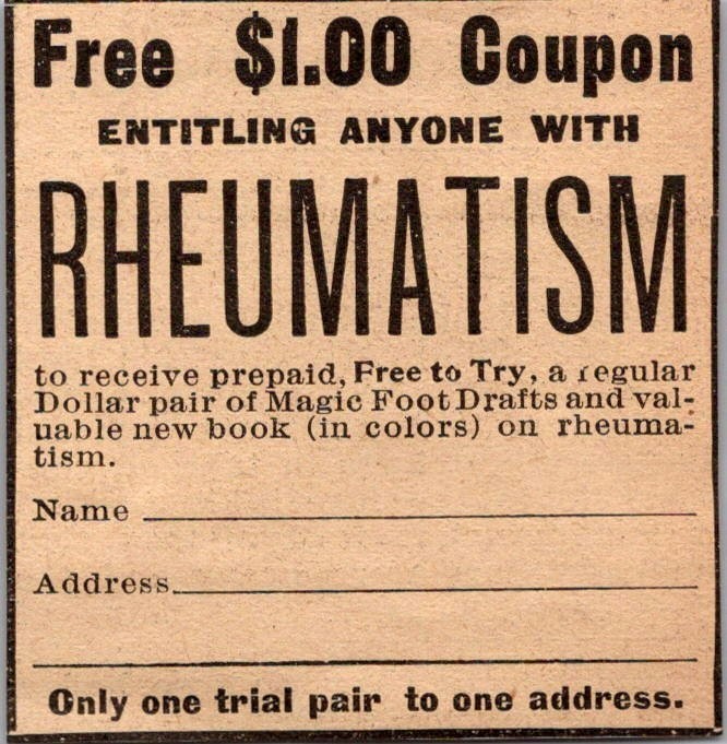 Coupon Reg Dollar Pair Of Magic Foot Drafts & Book 1906 Minneapolis Ad 5AL1-S3 Coupon Reg Dollar Pair Of Magic Foot Drafts & Book 1906 Minneapolis Ad 5AL1-S3