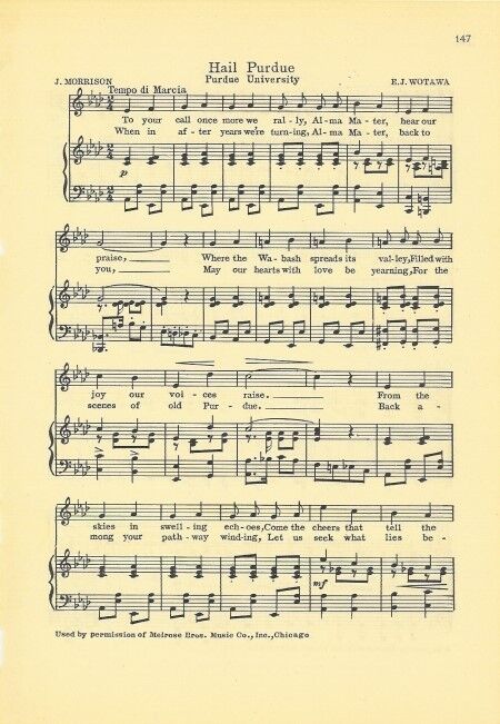 PURDUE UNIVERSITY Original Vintage Song Sheet c 1932 \