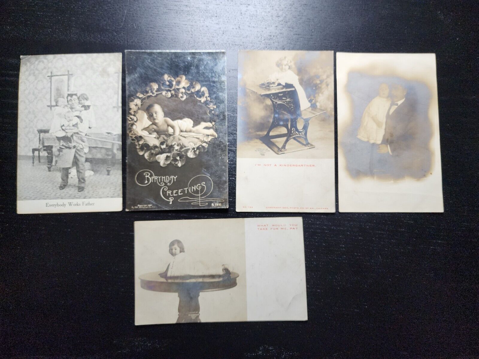 Antique 1907 Postcards FIVE BABY & TODDLERS PHOTOS Undivided RPPC Kindergartner