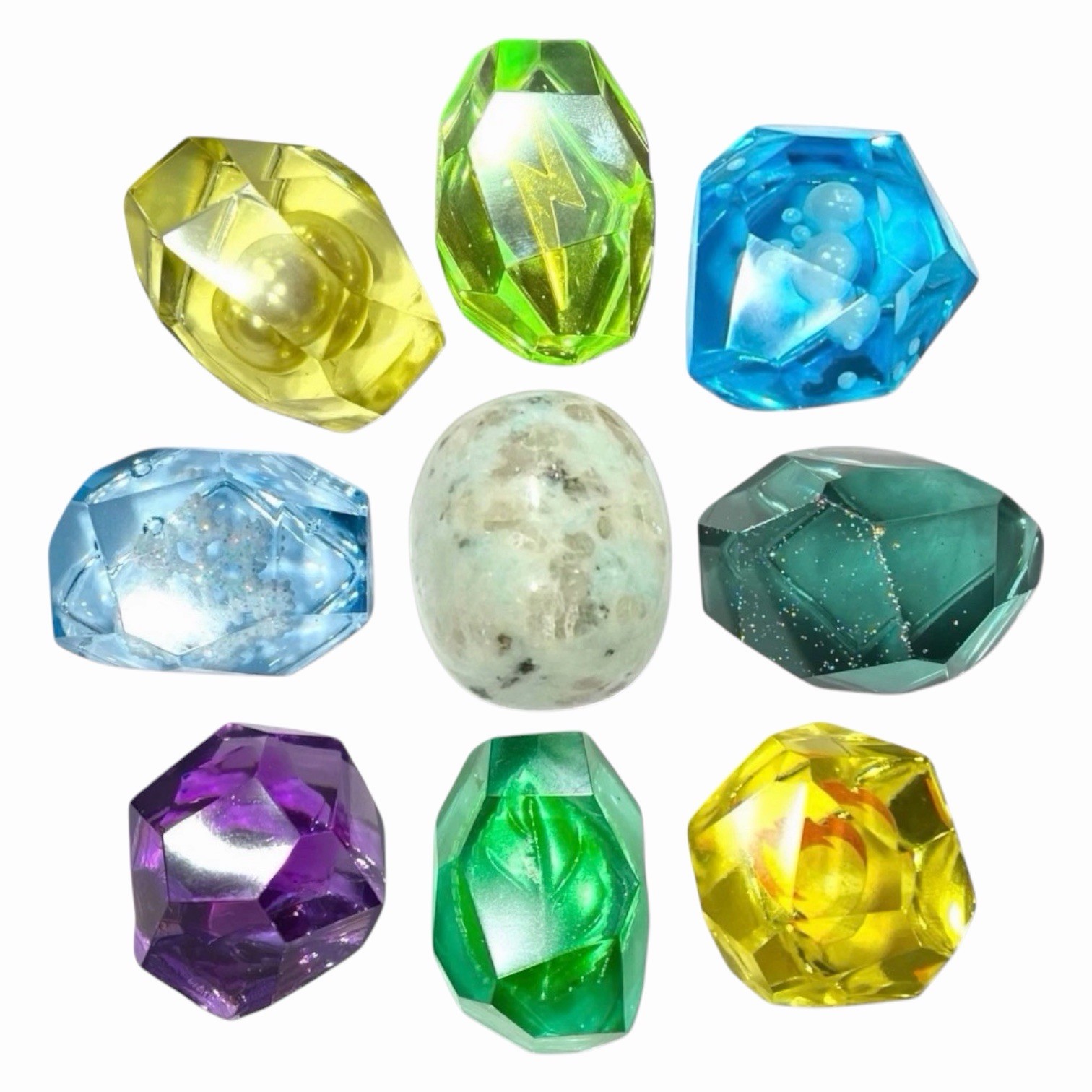 Evolution Stones (Set of 9) Pokemon - Counter, TCG, Handcrafted, Eeveelution