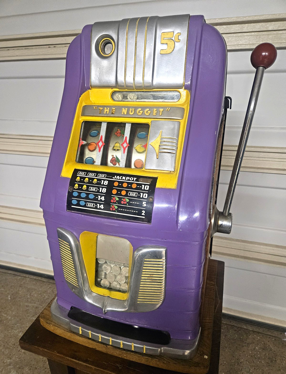 Mills The Nugget Antique High Top Slot Machine Nickel 5 Cent Vintage 